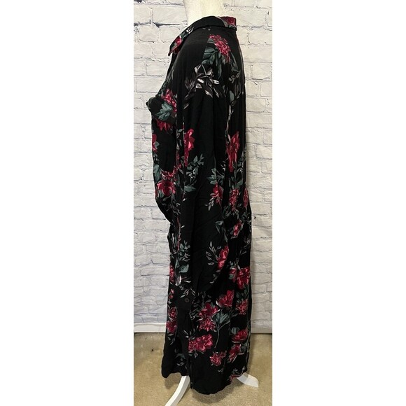EVRI Long Floral Shirt Dress Rayon Stretch Waist Plus Size 3X - Picture 4 of 9